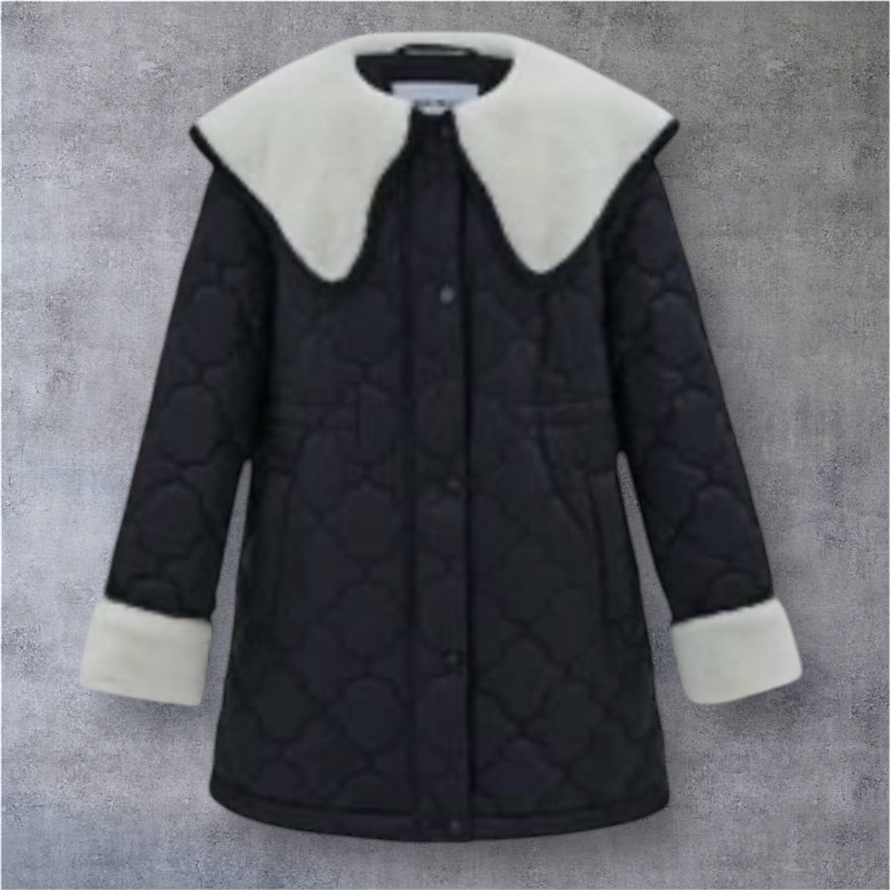 Urban Revivo Sherpa Shearling Lightweight Quilted Puffer Jacket Sz 4 NWT
